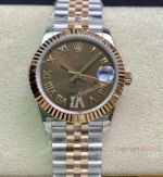 Swiss Clone Rolex Datejust 31mm WF Watch 2-Tone Rose Gold Jubilee Chocolate Dial